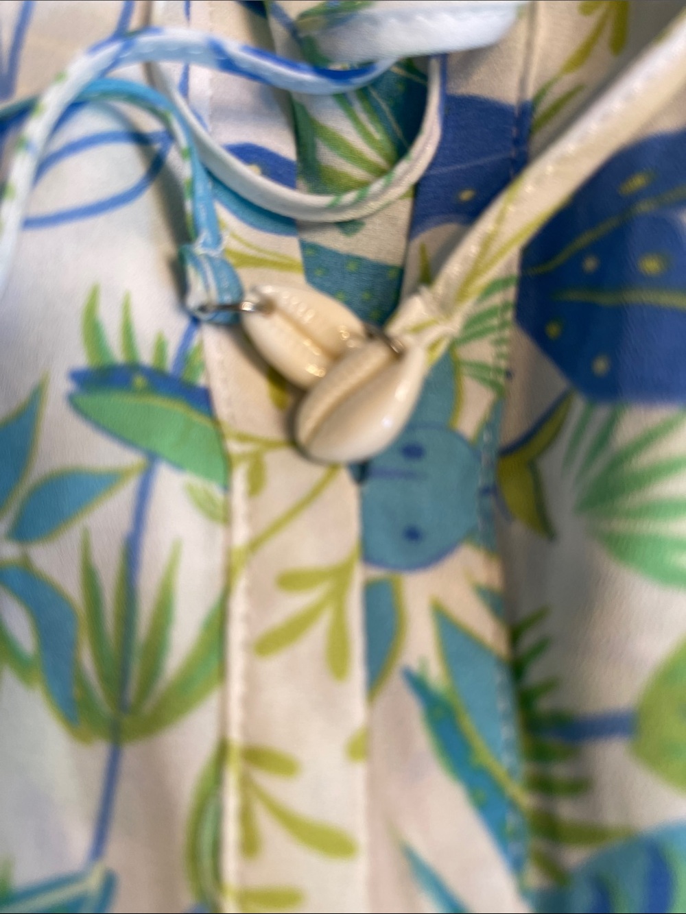 Rose Olive Blouse Top Blue Green White Whimsical Sea Horse Whales Coastal Floral - Picture 9 of 9